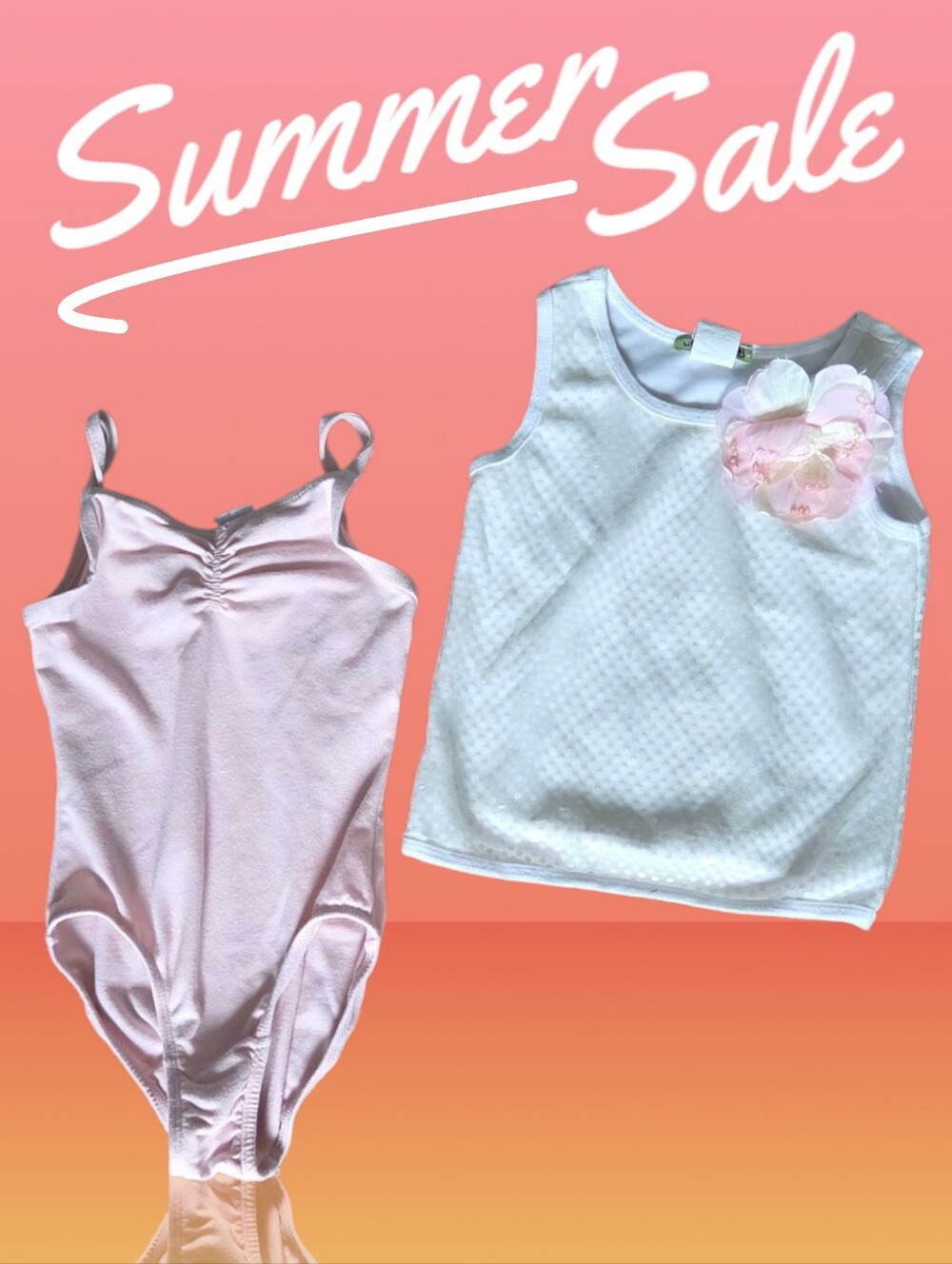 Girls Pink Swimsuit & Tank Top Set XS 4/5 | Floral Summer Beach Outfit